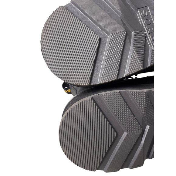 Sorel Hi-Line Lace Boots Women's Size 9 Black Waterproof Leather Low Heel Tabs - Picture 9 of 10